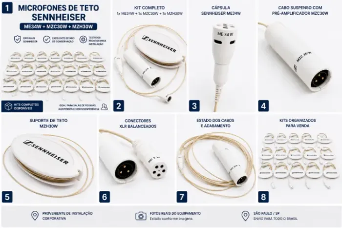 Kit Microfone De Teto Sennheiser Original Branco