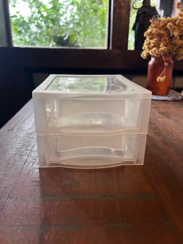 Mini Gaveteiro Organizador Transparente Ordene Com 2 Gavetas