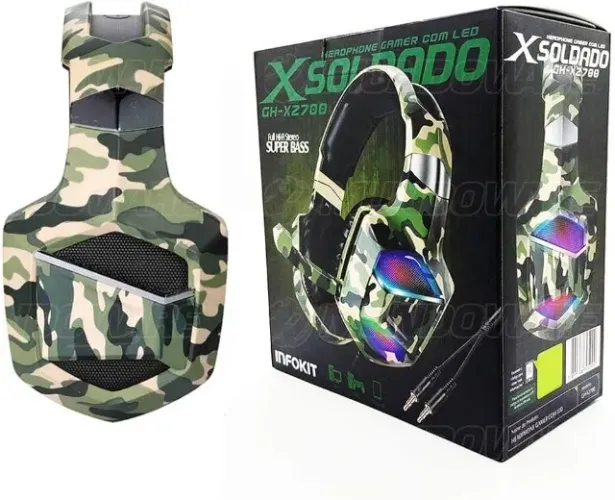 FONE HEADSET GAMER CAMUFLADO SOLDADO INFOKIT GH-X2700 - LOJA DADO DIGITAL