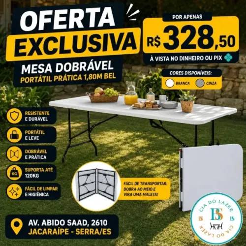 Mesa Portátil Prática 1,80m