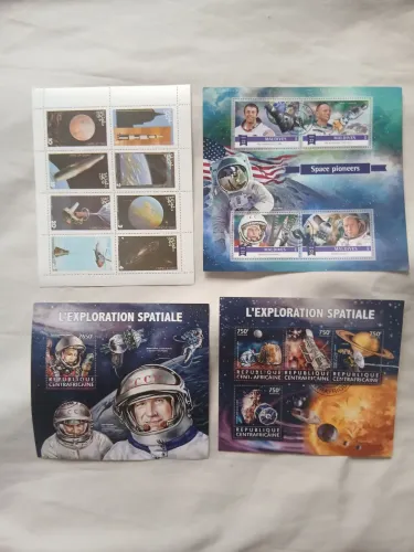 Lote de selos - Viagem Espacil e exploração do espaço 