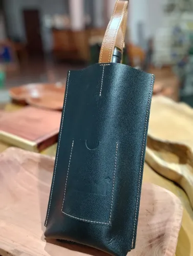 Bolsa Porta Vinho de Couro 1 Garrafa