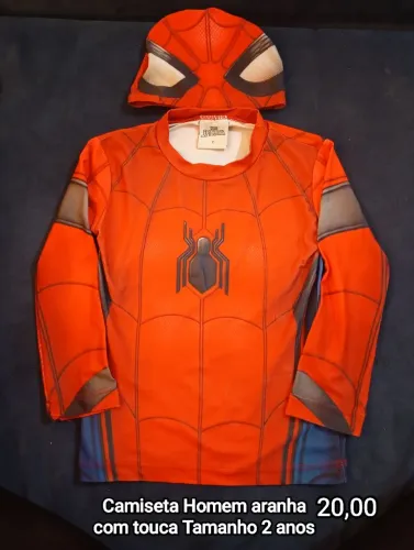 Camiseta Homem aranha com touca Tamanho 2 anos