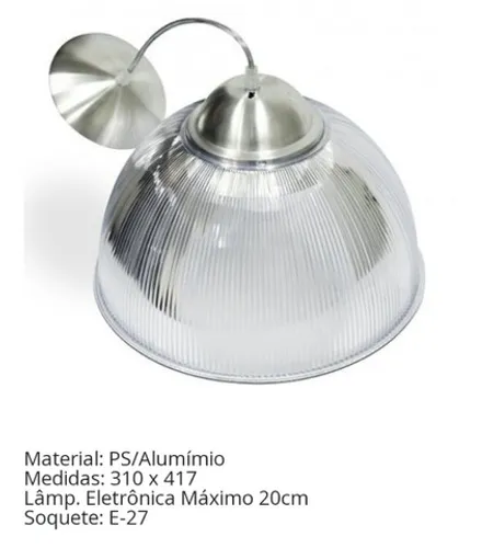 Pendente Industrial Prismático 16" E27 sem Lâmpada