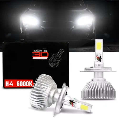 Kit Par Lâmpada Super LED 3D H1 H3 H4 H7 H8 H11 Efeito Xênon - 06 Meses de Garantia