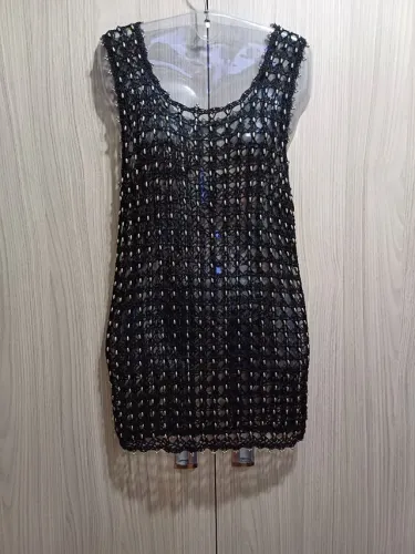 Blusinha P/M coche com miçangas prata