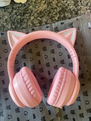 Fone rosa com orelha de gato e leds rgb onikuma b90