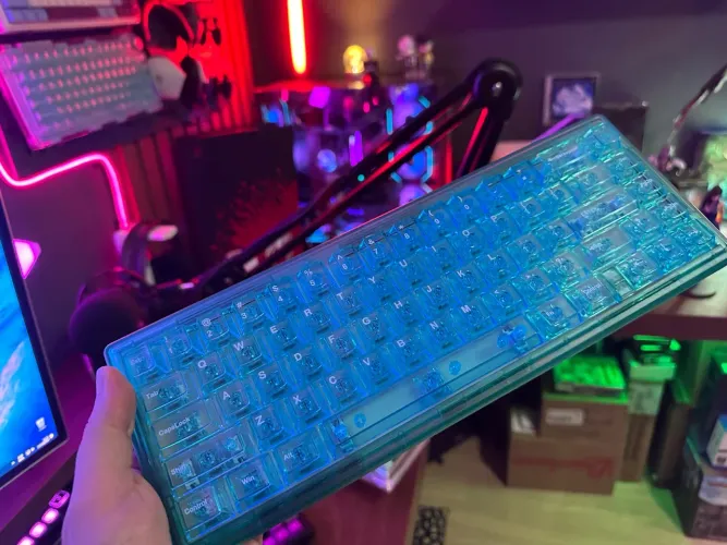 Teclado Mecânico RGB CiY Gas67 Azul Translúcido