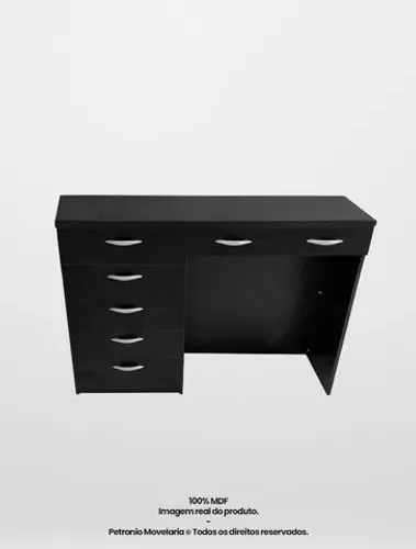 mesa reta preta com gavetas 150