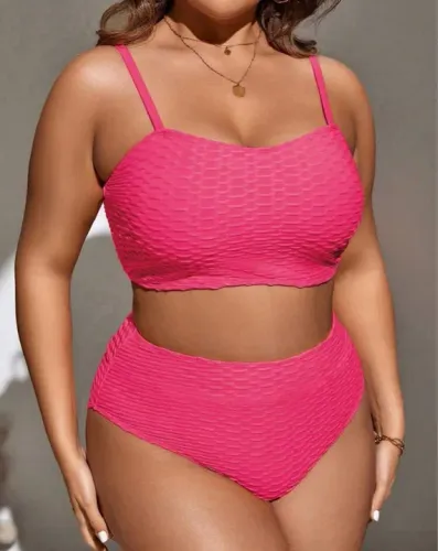 Biquíni plus size rosa neon 