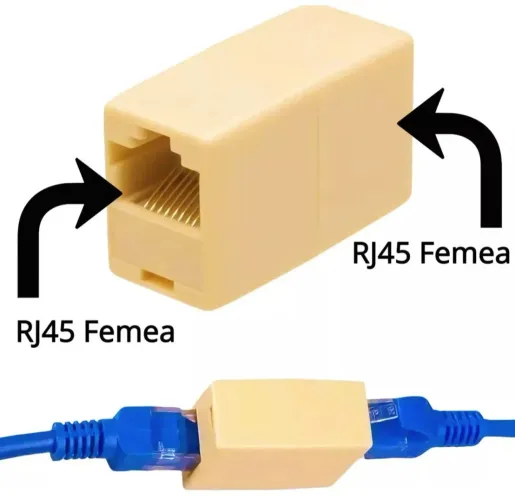 Conector Emenda Rj45 fêmea para Cabo De Rede Internet