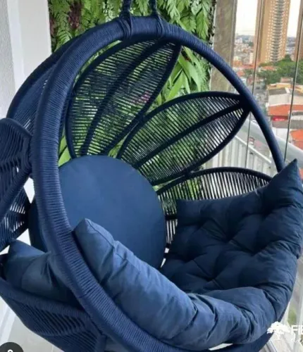 Poltrona de Balanço em Macramê - Azul