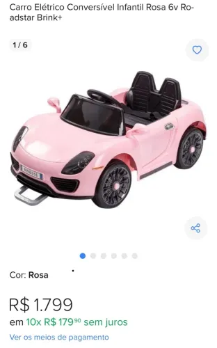 Carrinho BMW esportiva branca conversível elétrica 6v Adstar Brink+