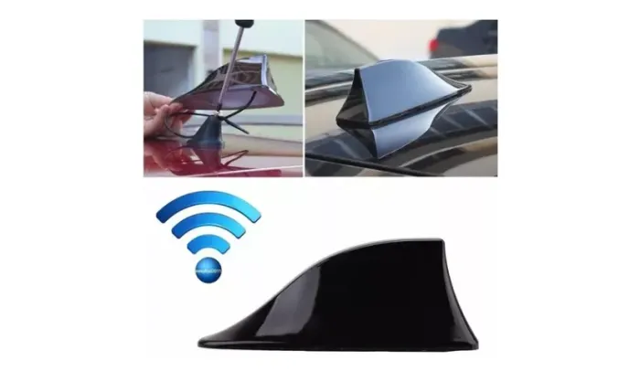 Antena de Som Sinal Rádio Universal Modelo Tubarão Shark - Preta Receptiva