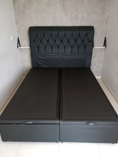 Excelente baú box Queen size com cabeceira estofada auto padrão