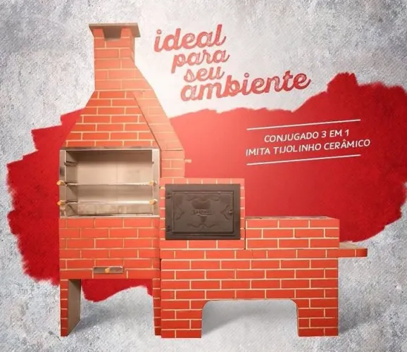 Churrasqueira 3 em 1 fogão a lenha e forno de pizza 2.500