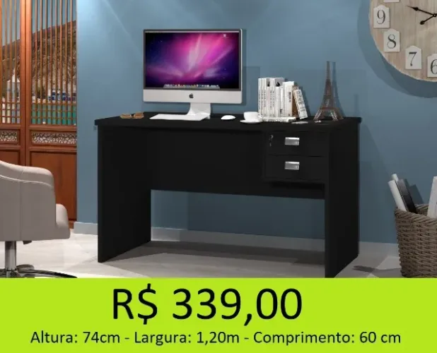 Escrivaninha de 1,20M Duas gavetas - parcelamos em até 10x sem juros
