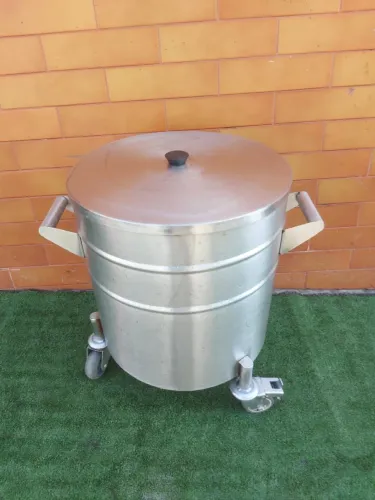Caderão de Aço Inox com Rodas para Cozinha