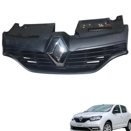 Grade Parachoque Dianteiro Renault Sandero Logan 2015 A 2017 - Preto