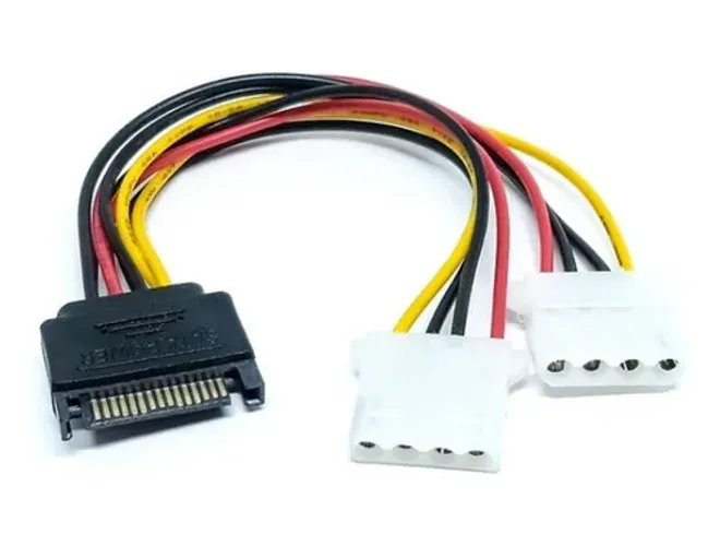 Cabo Y Adaptador 1 Sata Macho Para 2 Ide Molex Fêmea