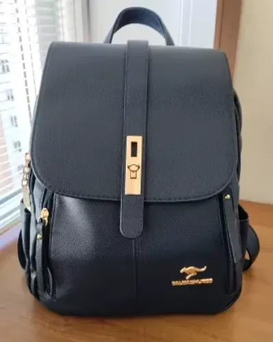 Mochila Feminina De Couro Pu Alta Qualidade Vintage Viagem Lazer Escola Cor Azul