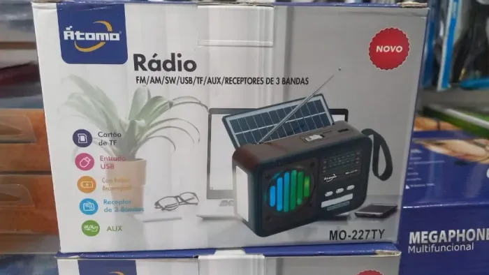 Rádio portátil Átomo MO-227TY( carregamento via energia solar)