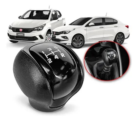 Bola Câmbio Preta Manopla Fiat Argo Cronos 2017 18 2019 2020