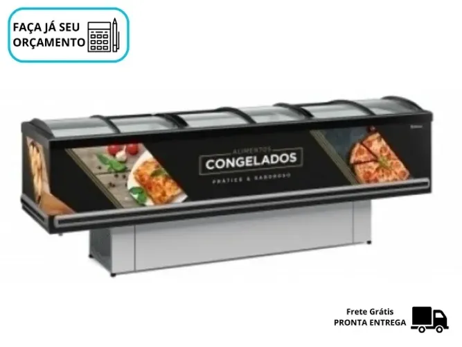Ilha Para Congelados Vidro Curvo 2,90m Gelopar Dupla Ação