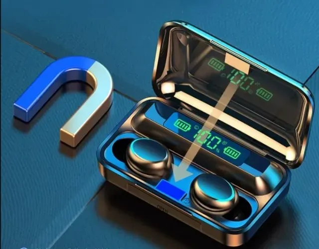 Fones TWS F9 Display LED, À Prova D' Água