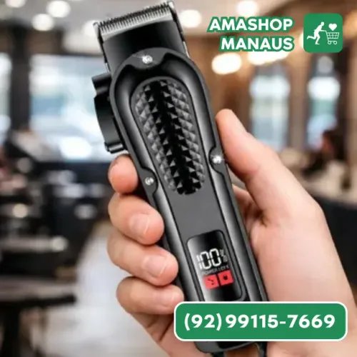Maquina De Cortar Cabelo Profissional Display Digital Sem Fio