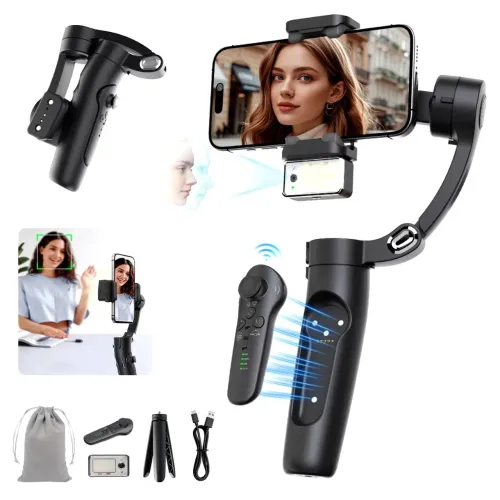 Estabilizador Gimbal 3 Eixos Com IA Rastreamento Facial Preto