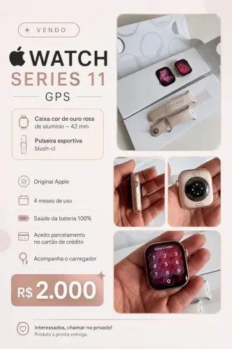 Apple Watch Series 11 GPS - Caixa cor de ouro rosa de alumínio - 42 mm
