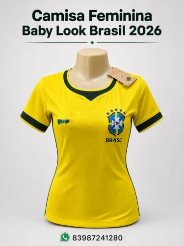 Camisa feminina baby look seleção Brasil