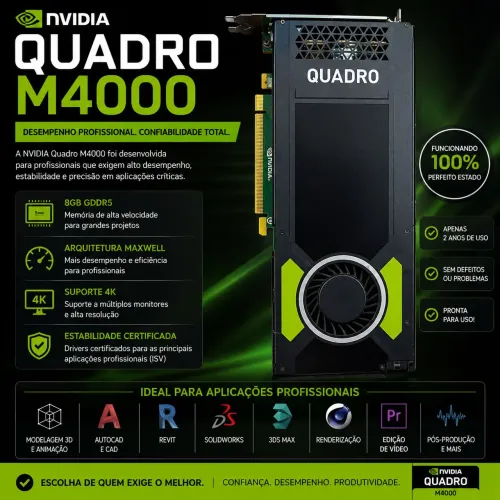 NVIDIA Quadro M4000 8GB - Funcionando 100% | Excelente Estado