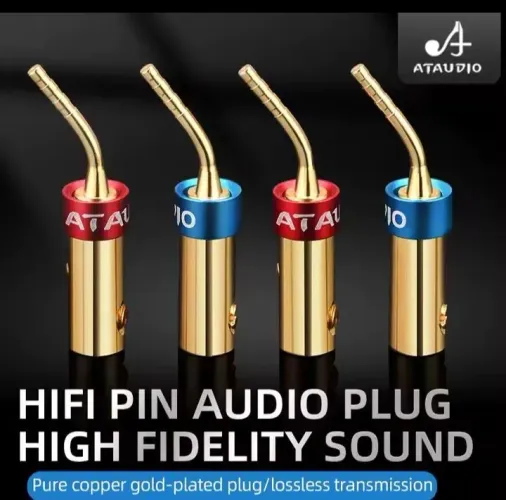Plug Pino Agulha Áudio Cobre Puro Banhado a Ouro 