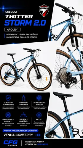 Bicicleta MTB Twitter Storm 2.0 Aro 29 | Nano Carbono | Shimano 24V | Nova