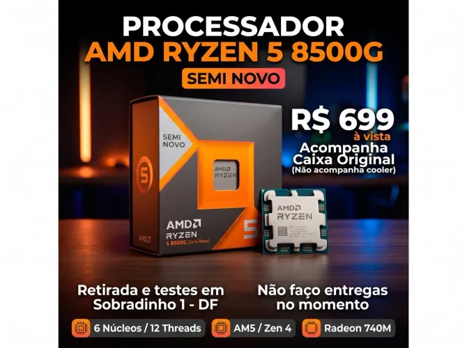 Ryzen 5 8500g - 6 Núcleos, 12 Threads, Radeon 760M C/caixa