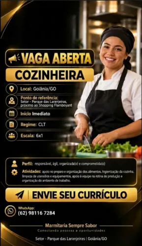 Vaga de Cozinheira pra Cozinha Industrial