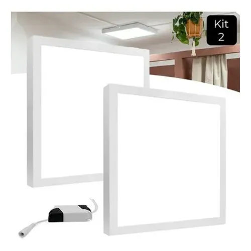 PAINEL LED 62X62 SOBREPOR 50W 3000K MAYLER ROYA ALUMÍNIO