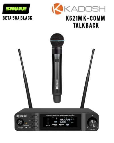 Microfone Profissional BETA58A Sem Fio Kadosh K621M K-Comm TalkBack com Cápsula Shure 