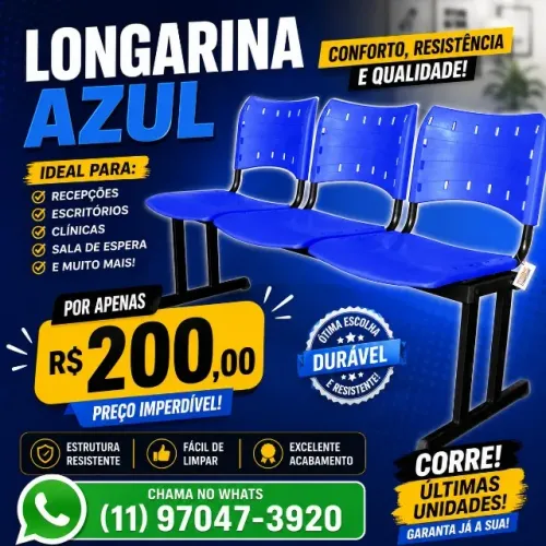 LONGARINA AZUL 3 LUGARES