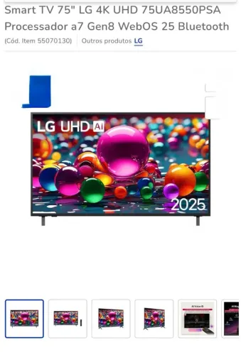 Smart TV LG 4K 75" $3.500 ótima conservação garantia até outubro/2026