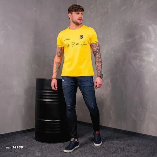 Calça masculina moletom jeans com bordado logo