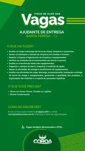 AJUDANTE DE ENTREGA - SANTA TERESA