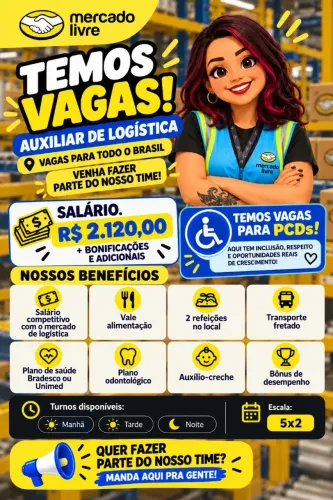 Vagas para o Mercado Livre - Auxiliar de logística