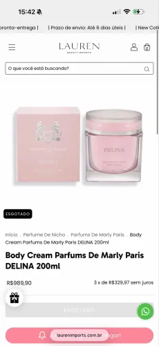 Creme hidratante Delina da Parfums de Marly
