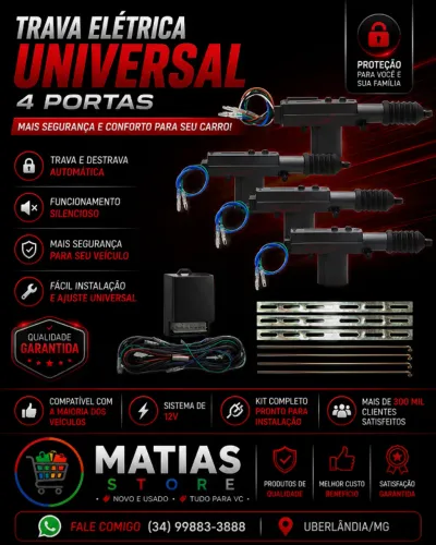 Trava Elétrica Universal - Kit 4 Portas