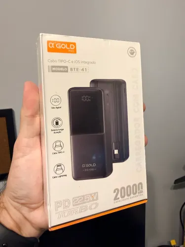 Power Bank 20.000 mah com cabo usbc, 22.5w