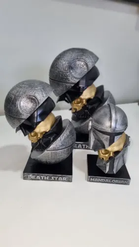 Impressão 3D Geek Decorativa Mandalorian e Darth Vader (Estilo Death Star)