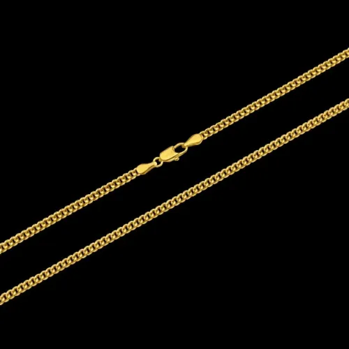 Corrente Grumet Cuban (2,5mm) 14gr - 60cm ou 70cm - Banhado a Ouro 18K